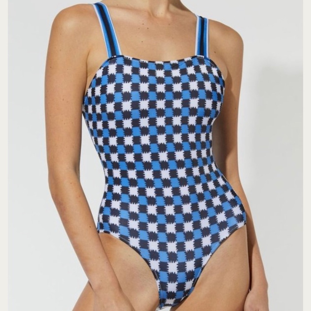 Solid & Striped The Riley Knit Check One Piece swimsuit - NWT - Small